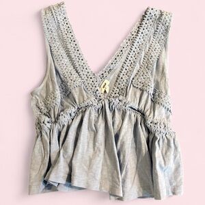 Aerie Light Blue Lace Peplum Tank Top — Size M